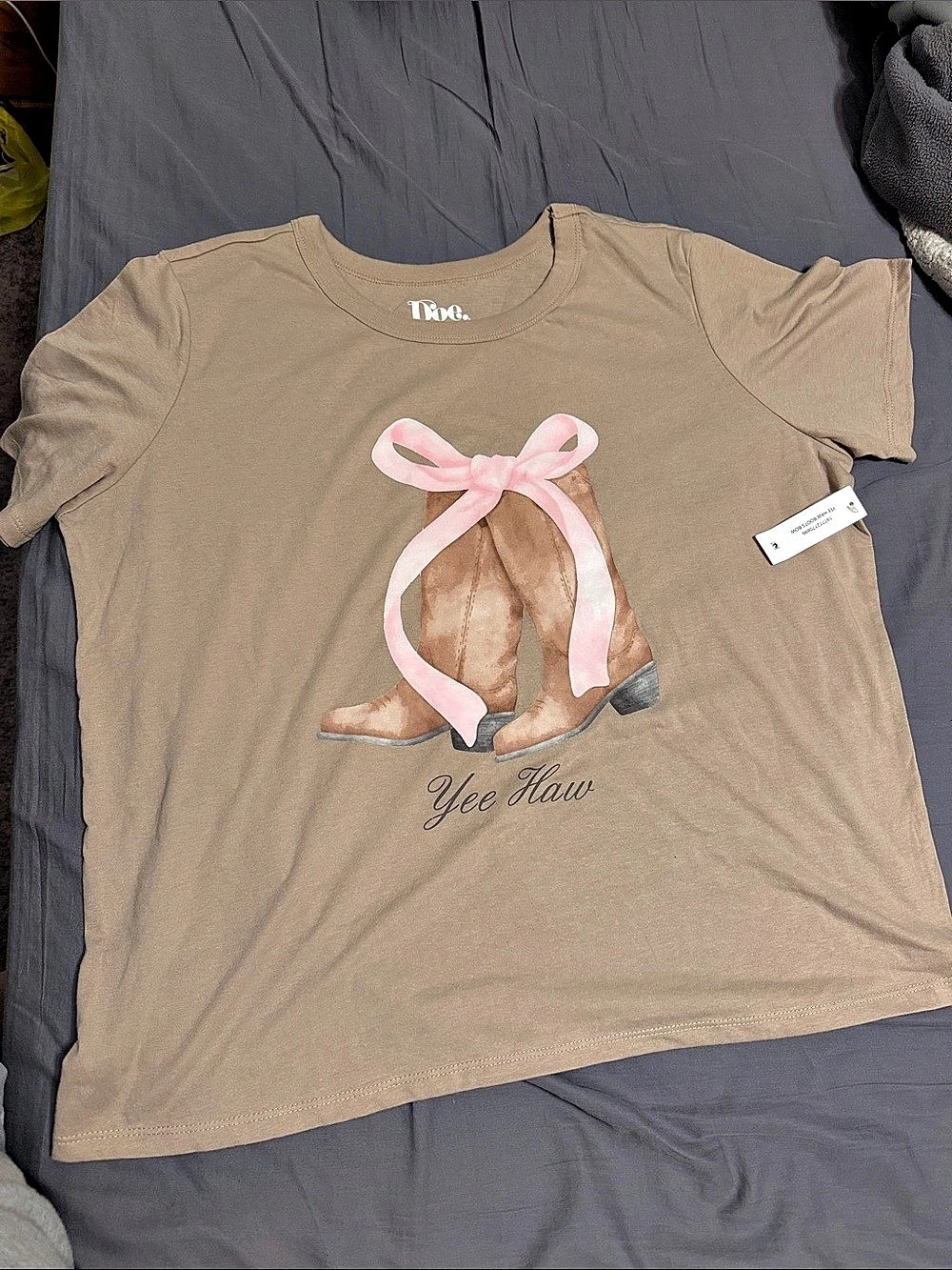 Yee Haw Boots Bow Graphic Tee in Brown